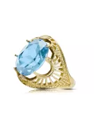 14 Karat Gelbgold Aquamarin Ring Vintage Handwerk vrc003y